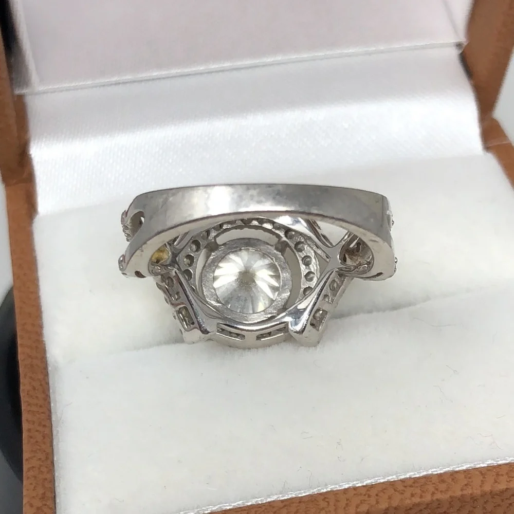 Moissanite Fire Ring Crossover Design Solitaire 2.50ctw Platineve 925 Size 6